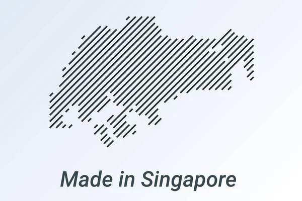Gjort Singapore Randig Karta Svart Remsa Silver Bakgrund Vektorillustration — Stock vektor