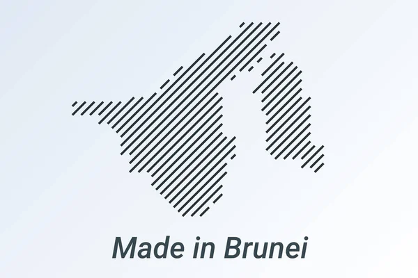 Gjort Brunei Randig Karta Svart Remsa Silver Bakgrund Vektorillustration — Stock vektor