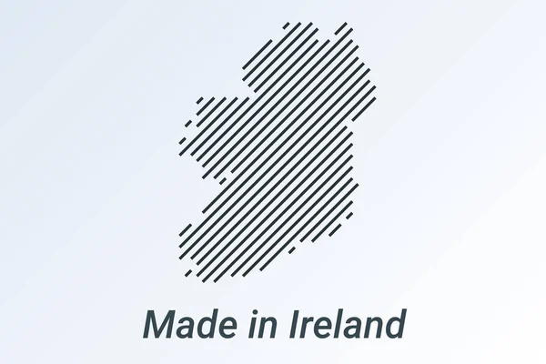 Gjort Irland Randig Karta Svart Remsa Silver Bakgrund Vektorillustration — Stock vektor
