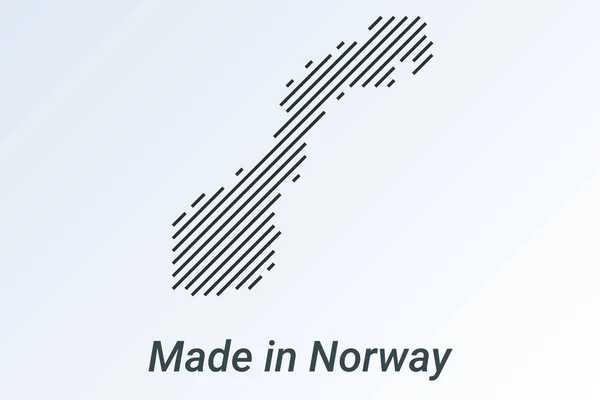 Feito Noruega Listrado Mapa Uma Faixa Preta Sobre Fundo Prata —  Vetores de Stock