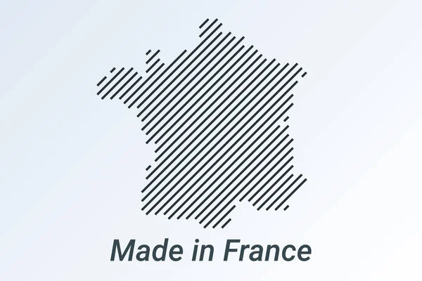 Feito na França, mapa listrado em uma faixa preta em um fundo prateado —  Vetores de Stock