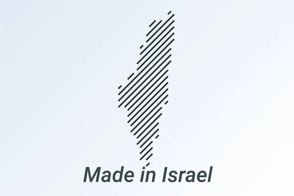 Зроблена в Ізраїлі смугаста карта в чорній смузі на срібному тлі — стоковий вектор