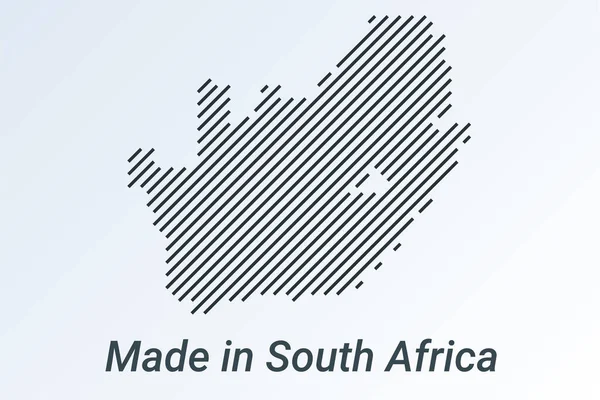 Made in South Africa, mappa a strisce in una striscia nera su sfondo argento — Vettoriale Stock