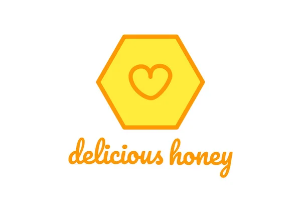 Logo per prodotti del miele, negozio, festa, fattoria. favo giallo — Vettoriale Stock