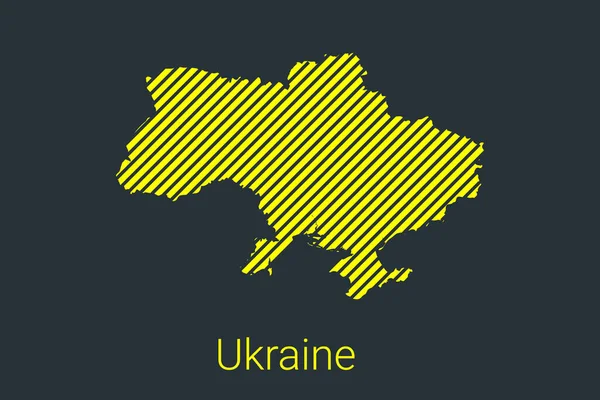 Карта України Смугаста Карта Чорній Смузі Жовтому Тлі Інфографіки Коронавірусу — стоковий вектор