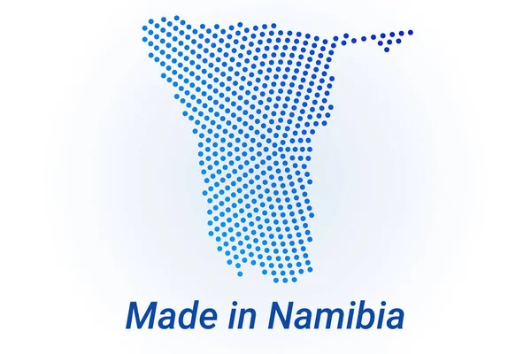 Mapa ícone da Namíbia. Ilustração do logotipo do vetor com texto Made in Namibia. Meio-tom azul aponta fundo. pixels redondos. Design gráfico digital moderno. — Vetor de Stock