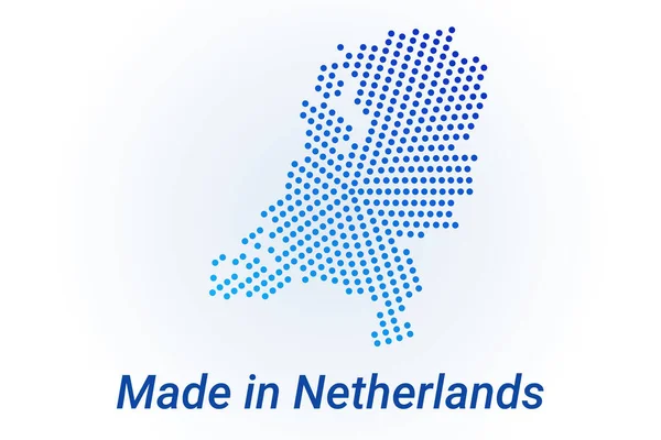 Karta Över Nederländerna Vektor Logotyp Illustration Med Text Tillverkad Nederländerna — Stock vektor