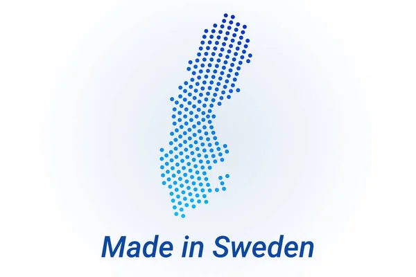 Значок Карты Швеции Векторная Иллюстрация Логотипа Текстом Made Sweden Голубая — стоковый вектор