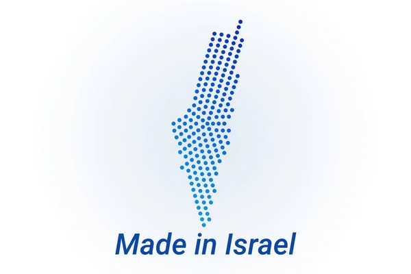 Izrael Térkép Ikonja Vektor Logó Illusztráció Szöveggel Izraelben Készült Kék — Stock Vector