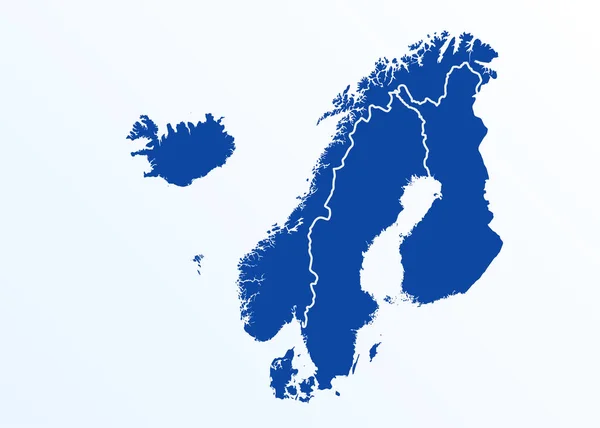 Σκανδιναβικός Χάρτης Νορβηγία Σουηδία Φινλανδία Δανία Ισλανδία Και Νήσοι Φερόε — Διανυσματικό Αρχείο
