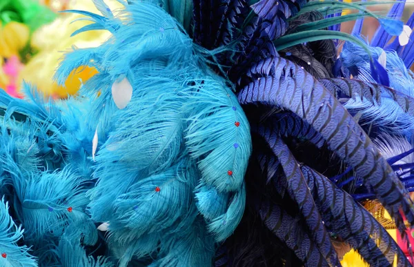 Renkli tüylü arka plan ve renkli parıltı taşlı tüyler, karnaval teması, şenlik, tropikal renkler
