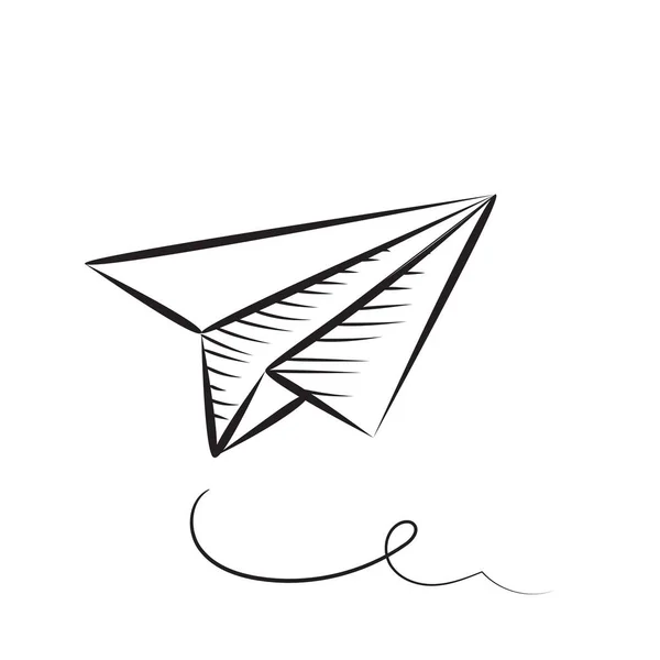 Skizzierte Papier Flugzeug Vektorillustration Handgezeichnetes Einfaches Flugzeug Symbol Isoliert Auf — Stockvektor