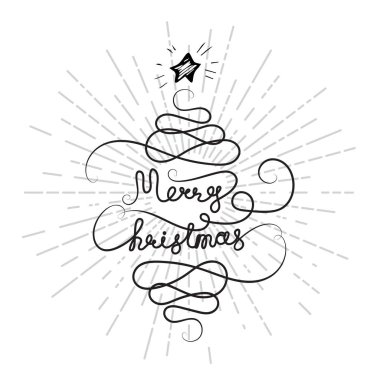 El ile yeni yıl arka plan mutlu Noeller sürekli metin çizilmiş. Vintage tarzı vektör kroki