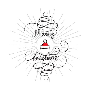 El ile yeni yıl arka plan mutlu Noeller sürekli metin çizilmiş. Vintage tarzı vektör kroki