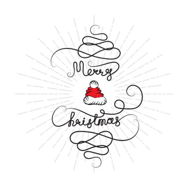 El ile yeni yıl arka plan mutlu Noeller sürekli metin çizilmiş. Vintage tarzı vektör kroki