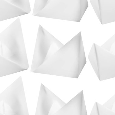 Kağıt tekne veya vektör Kağıt Origami Dikişsiz desen beyaz arka plan üzerinde gemi