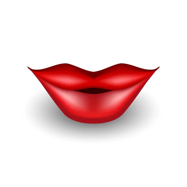 Icône Lèvres Vectorielles Isolée Belle Bouche Réaliste Femme Pour Rouge — Image vectorielle