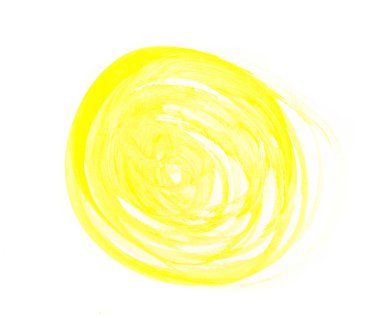 Beyaz Kağıt arka plan üzerinde soyut sarı sulu boya konturları