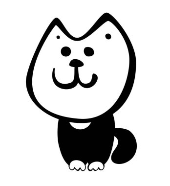 El çekilmiş siyah beyaz basit Doodle kedi simgesi. Vektör çizimi illüstrasyon izole