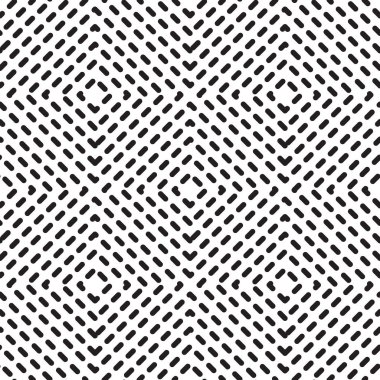 Rhombus ve kareler ile soyut seamless modeli. Siyah ve beyaz sonsuz romb arka plan. Klasik tekrarlayan geometrik vektör çizim