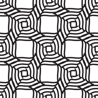 Rhombus ve kareler ile soyut seamless modeli. Siyah ve beyaz sonsuz romb arka plan. Klasik tekrarlayan geometrik vektör çizim