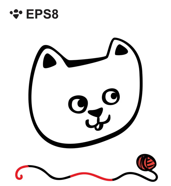 Mão Desenhado Preto Branco Simples Doodle Cat Icon Vetor Esboço — Vetor de Stock
