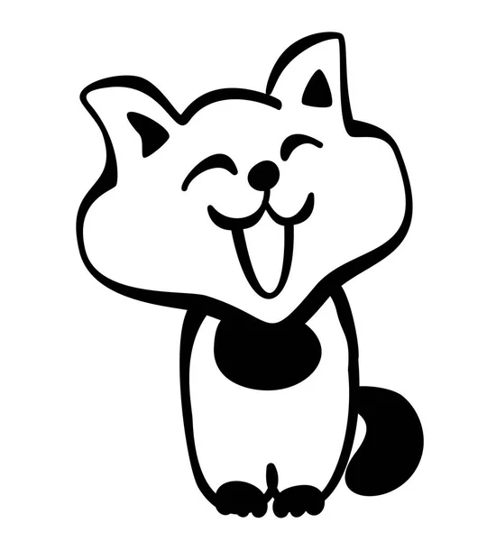 Mão Desenhado Preto Branco Simples Doodle Cat Icon Vetor Esboço — Vetor de Stock