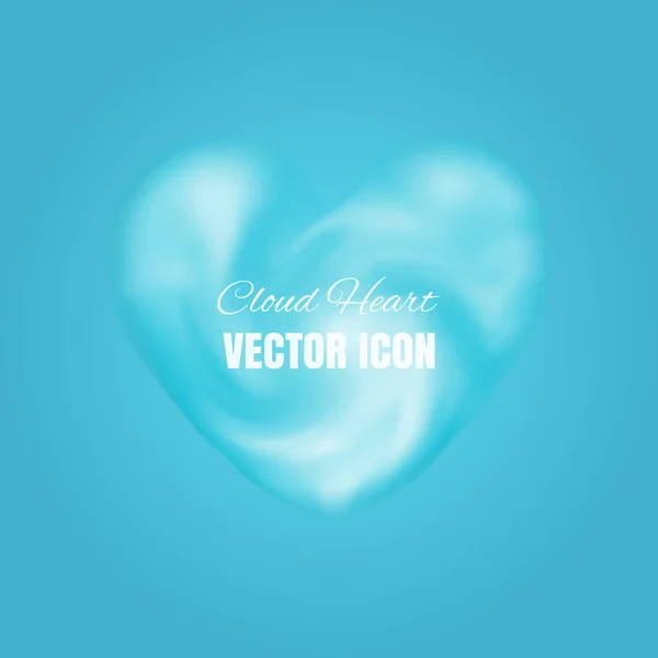 Cloud Heart Realistic Vector Icon Blue Background Beautiful Romantic Symbol Stock Vector