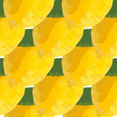 Limon mozaik etkisi ile Seamless modeli. Poligonal sarı tropikal meyve doku. Güneşli ve güzel yaz arka plan vektör çizim