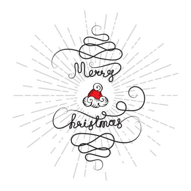 El ile yeni yıl arka plan mutlu Noeller sürekli metin çizilmiş. Vintage tarzı vektör kroki