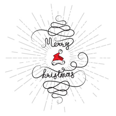 El ile yeni yıl arka plan mutlu Noeller sürekli metin çizilmiş. Vintage tarzı vektör kroki