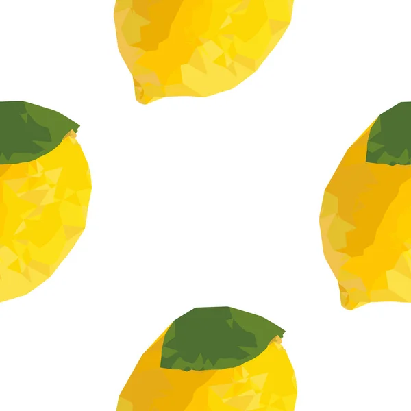 Lemon Seamless Pattern Mosaic Effect Polygonal Yellow Tropical Fruit Texture — Stock Vector