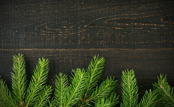 배경으로 보기에 전나무와 크리스마스 크리스마스 프레임 공간입니다 인사말 카드에 크리에이 — 스톡 사진