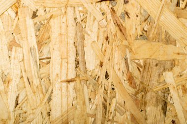 Sunta arka plan üstten görünüm. Hafif kahverengi osb paneli doku veya basılı ve yapıştırılmış talaş zemin