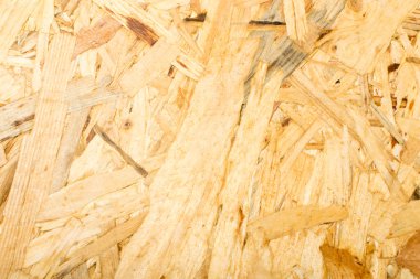 Sunta arka plan üstten görünüm. Hafif kahverengi osb paneli doku veya basılı ve yapıştırılmış talaş zemin
