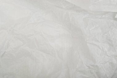 Beyaz ince buruşuk Craft Kağıt arka plan üstten görünüm sayfası. Buruşuk gri kaydırma kağıt doku veya desen