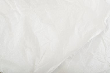 Beyaz ince buruşuk Craft Kağıt arka plan üstten görünüm sayfası. Buruşuk gri kaydırma kağıt doku veya desen