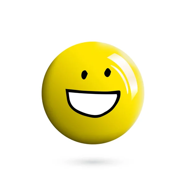 Realistisch Hand Getrokken Vector Emoticon Glimlach Expressie Emotie Geïsoleerd Wit — Stockvector