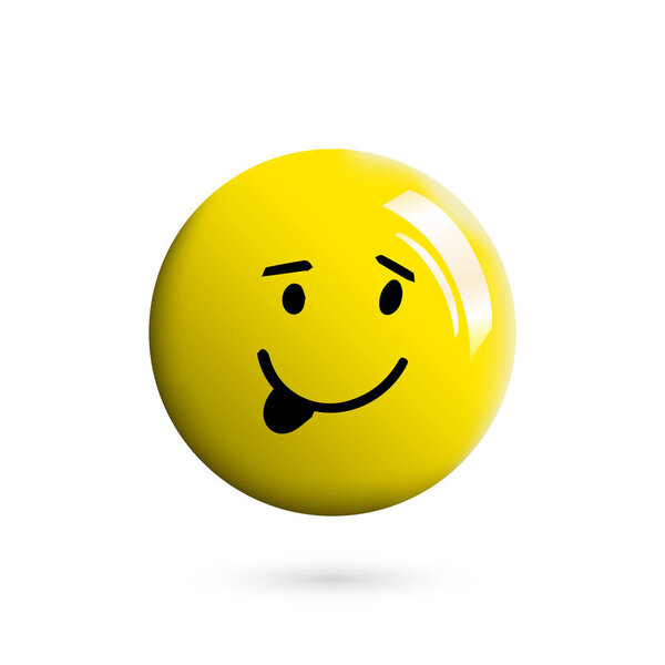 3d Realistic and Hand Drawn Vector Emoticon or Smile Expression and Emotion Isolated on White