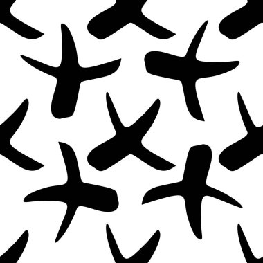 Siyah ve beyaz el çekilmiş seamless modeli ile sembolleri beyaz arka plan üzerinde x. Çapraz işareti tekrarlayan olan sonsuz grunge zemin, mürekkep vuruşları illüstrasyon vektör