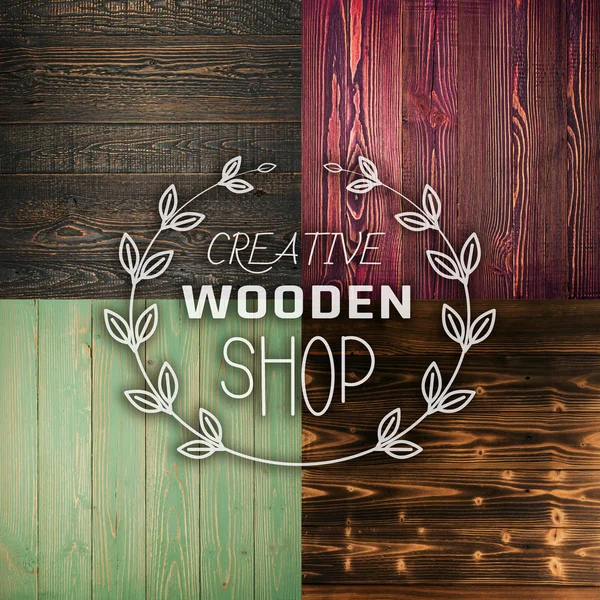 Wood Tables Collection with Logo for Wooden Backgrounds Shop and Product Advertising