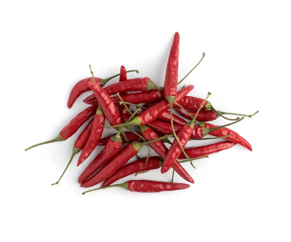 Heap Small Very Hot Chili Peppers Isolated White Background Top — Stock Photo, Image