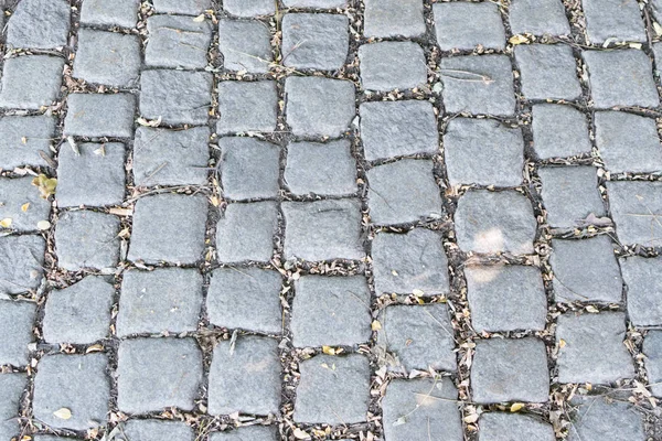 Grey Old Pavement Top View Granite Cobblestone Road Antiguo Ladrillo — Foto de Stock