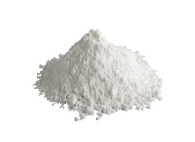 White Powder of Concrete, Clay or Bentonite Isolated on White Background with Clipping Path. Macro Photo of Powdered Chemicals as Calcium, Gypsum or Plaster Close Up clipart