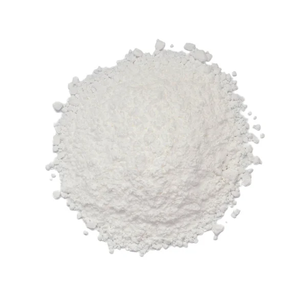 White Powder Concrete Clay Bentonite Isolated White Background Topview Macro — Stock Photo, Image