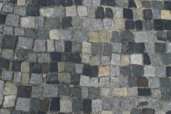 Portuguese Stone Pavement Calcada Portugal Granite Cobblestone Road Top View — стоковое фото