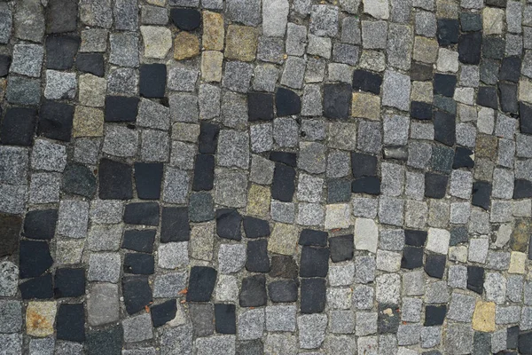 Portuguese Stone Pavement Calcada Portugal Granite Cobblestone Road Top View — стоковое фото