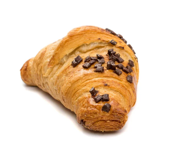 Sweet Braided Puff Pastry Croissant Isolated Pate Feuilletee White Background — Stock Photo, Image