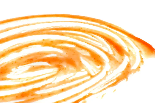 Salsa Tomate Esparcida Ketchup Catchup Espiral Aislado Sobre Fondo Blanco — Foto de Stock