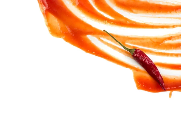 Salsa Tomate Con Chile Ketchup Catchup Aislado Sobre Fondo Blanco — Foto de Stock